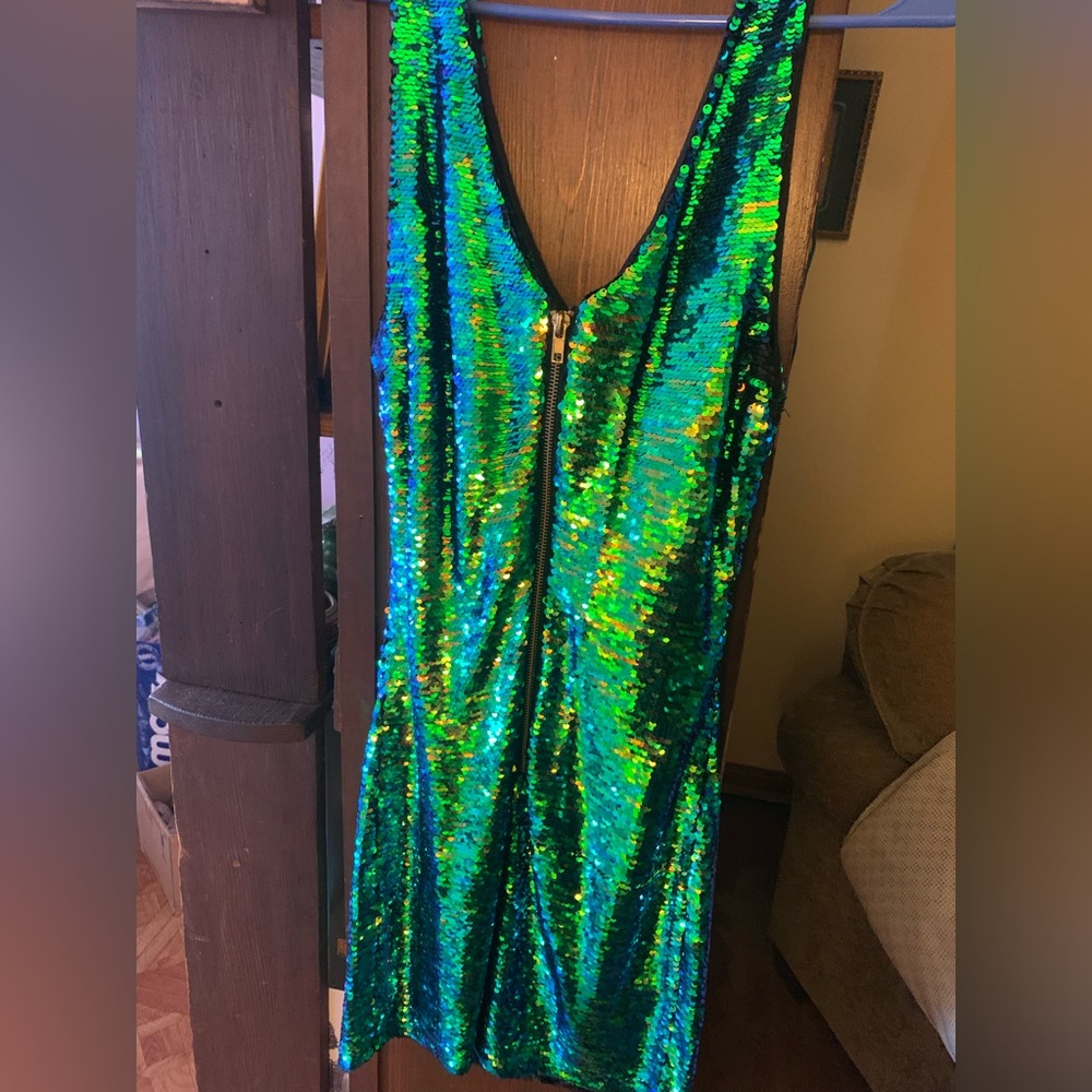Charlotte Russe Sequin Green and Blue Dress never worn GORGEOUS